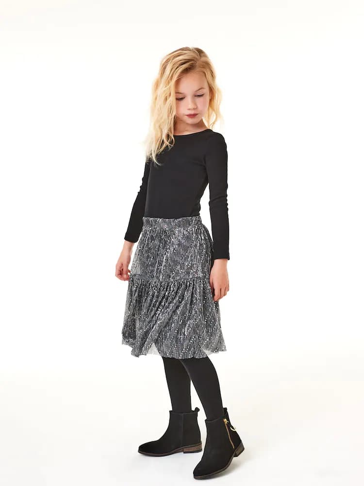 Black Long Sleeve Ribbed Top (3–16yrs)