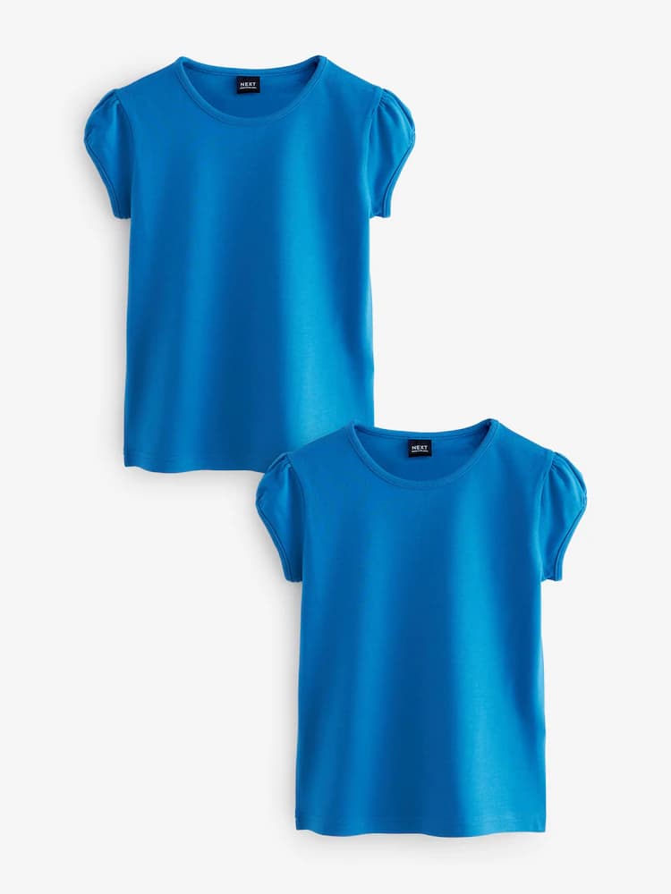 Blue 2 Pack Puff Sleeve T-Shirts (3–16yrs)