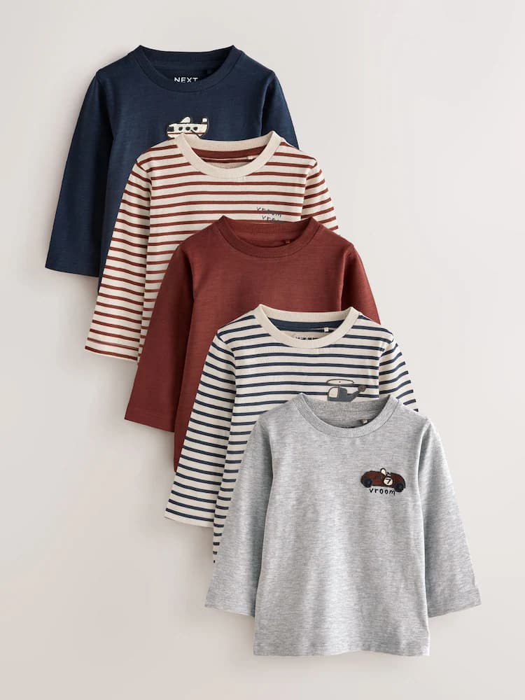 Multi Transport Long Sleeve T-Shirts 5 Pack (3mths-7yrs)