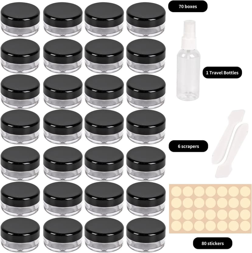 70 Pcs Empty Plastic Cosmetic Jars – 5ml
