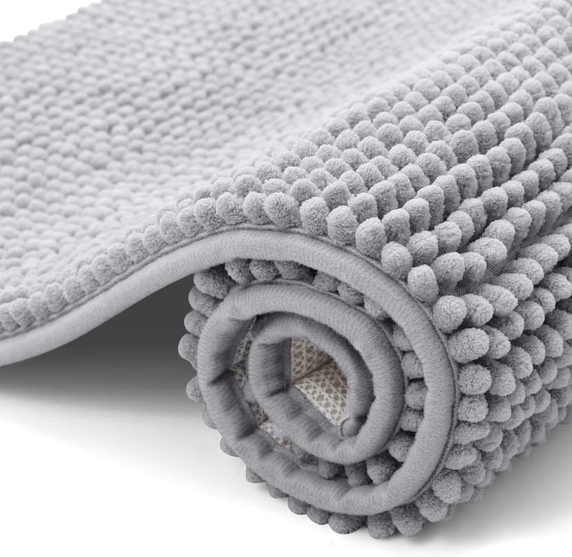 Smiry Non Slip Chenille Bath Mat – Extra Soft, Super Absorbent Bathroom Rug