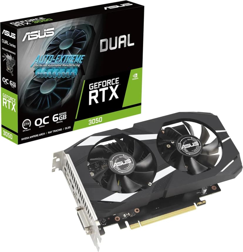 ASUS GeForce RTX 3050 6G DUAL OC Gaming Graphics Card - 1537MHz Boost Clock, GDDR6, PCIe Gen 4, DLSS 2, 3 x DP v1.4a, 1 x HDMI 2.1 (Supports 4K)